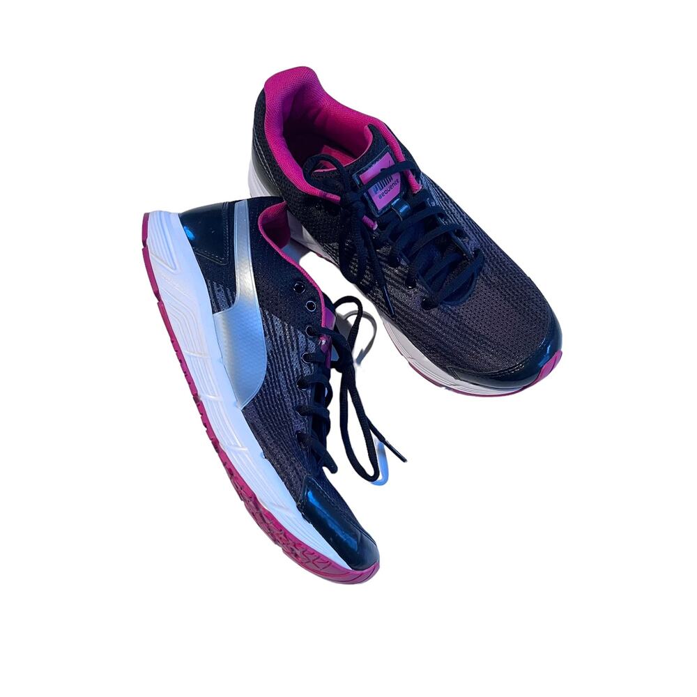 Puma Sequence Black Hot Pink Running Shoes Sneakers size 9